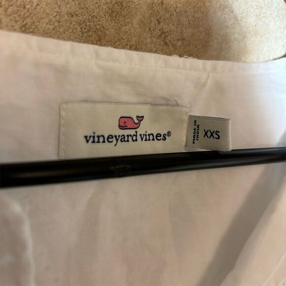 Vineyard Vines XXS White Peplum Blouse Eyelet Lace Tunic Top 3/4 Sleeve V-Neck - Picture 4 of 4